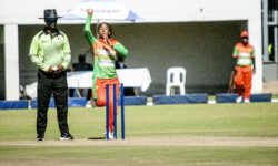 Audrey Mazvishaya in action for Zimbabwe Women in the second one-dayer